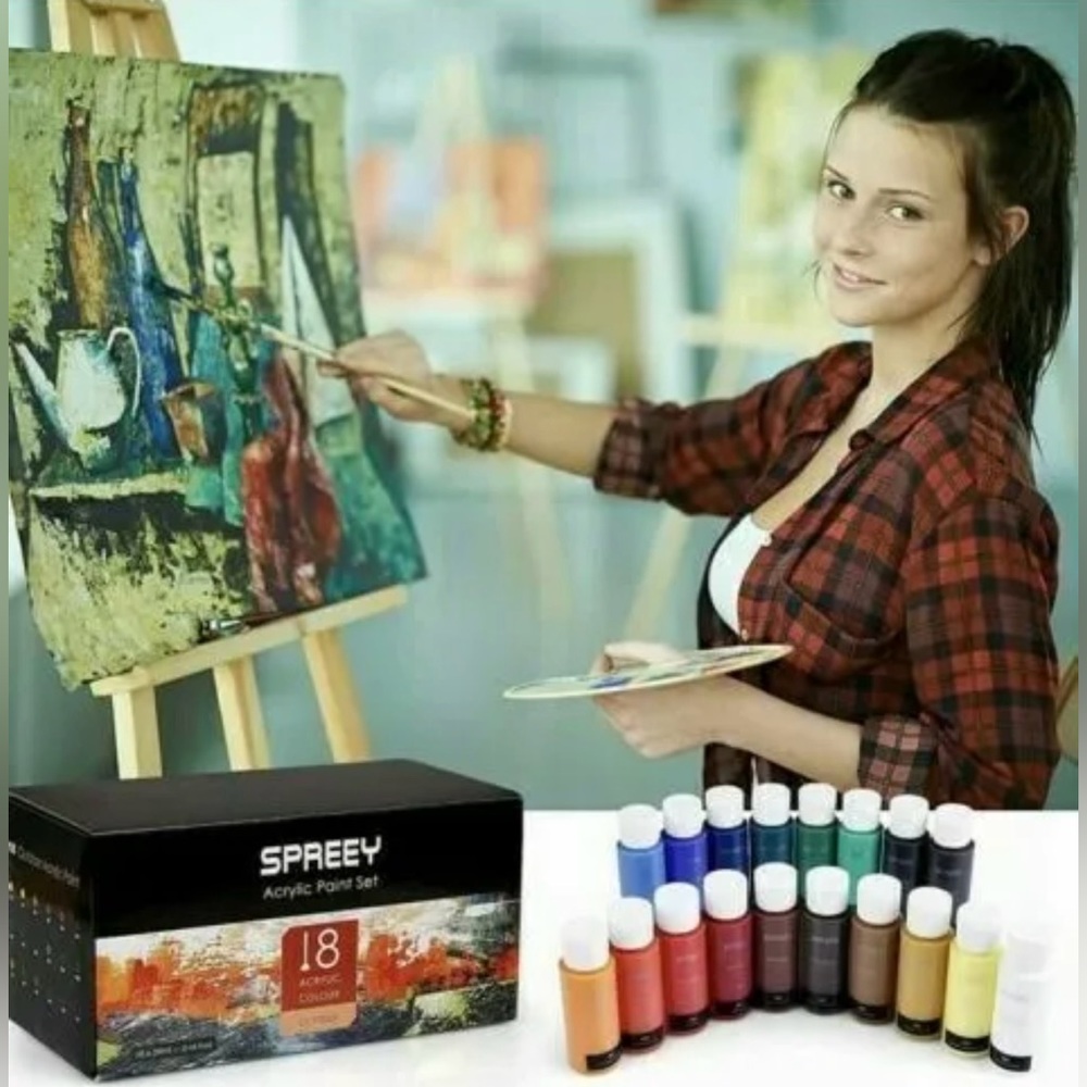 SPREEY 18-Color Acrylic Paint Set: Unleash Your Creativity Economical Brilliance